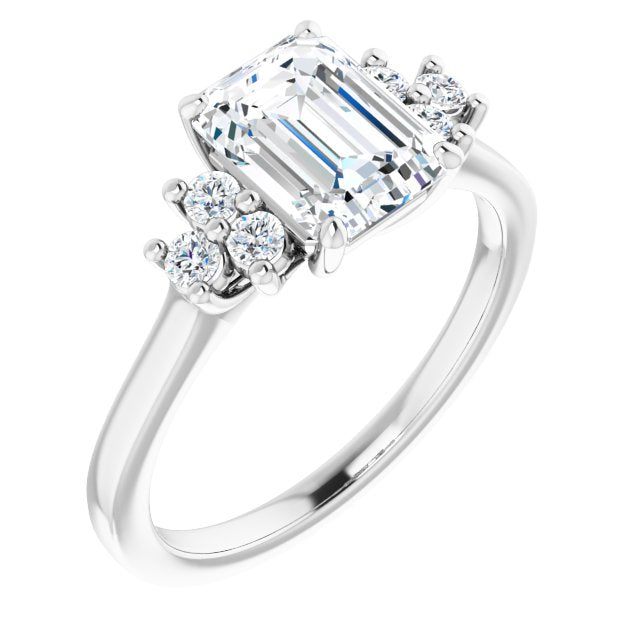 Cubic Zirconia Engagement Ring- The Gwendolyn (Customizable Emerald Cut 7-stone Prong-Set Design)