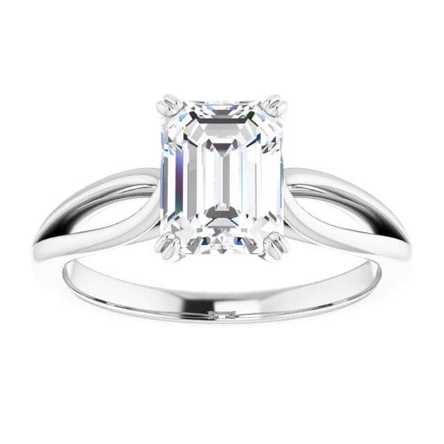 Cubic Zirconia Engagement Ring- The Gayle (Customizable Emerald Cut Solitaire with Wide-Split Band)