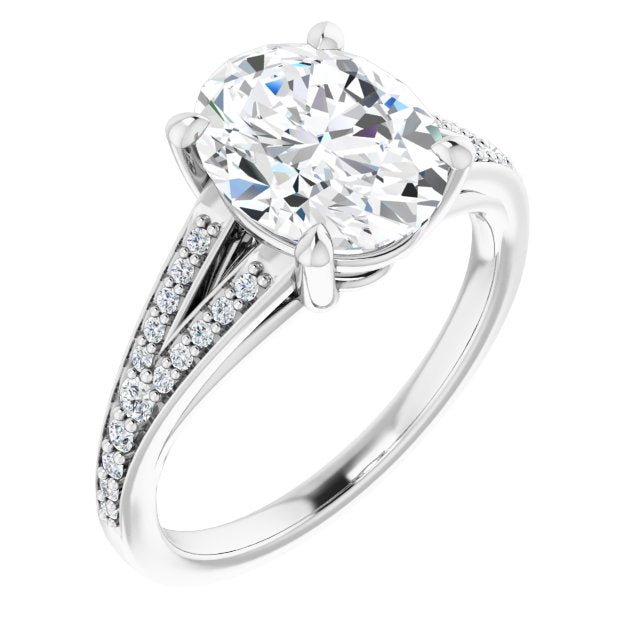 Platinum Customizable Oval Cut Center with Thin Split-Shared Prong Band