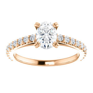 Cubic Zirconia Engagement Ring- The Marianne (Customizable Cathedral-set Oval Cut Style with Thin Pavé Band)