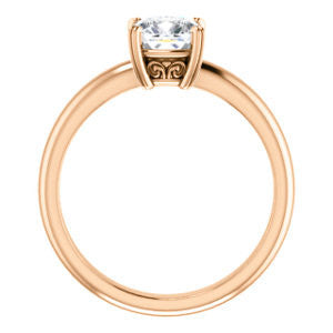 Cubic Zirconia Engagement Ring- The Marie Rosalind (Customizable Cushion Cut Solitaire with Tooled Trellis Design)