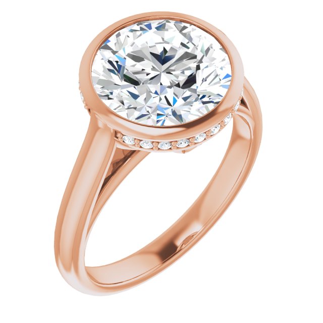 10K Rose Gold Customizable Round Cut Semi-Solitaire with Under-Halo and Peekaboo Cluster