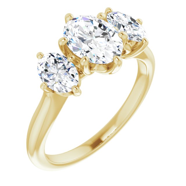 Cubic Zirconia Engagement Ring- The Taryn (Customizable Triple Oval Cut Design with Decorative Trellis)