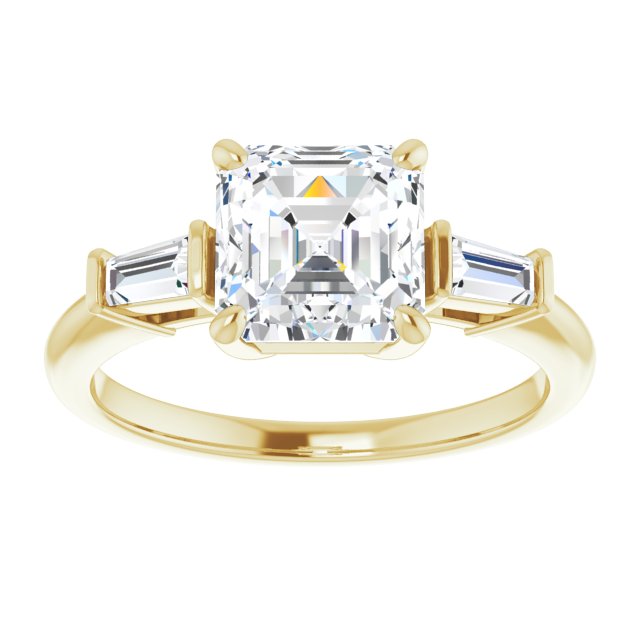 Cubic Zirconia Engagement Ring- The Dayanna Guadalupe (Customizable 3-stone Asscher Cut Design with Dual Baguette Accents))