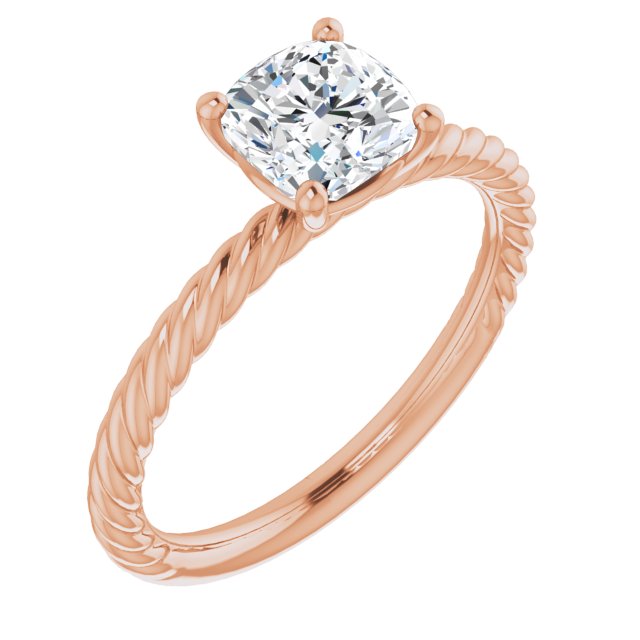 10K Rose Gold Customizable [[Cut] Cut Solitaire featuring Braided Rope Band