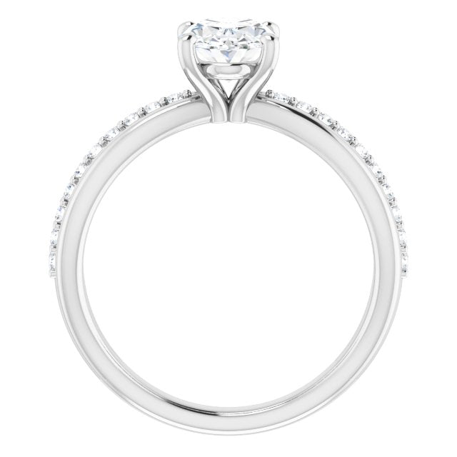 Cubic Zirconia Engagement Ring- The Rissa (Customizable Oval Cut Design with Tri-Split Accented Band)