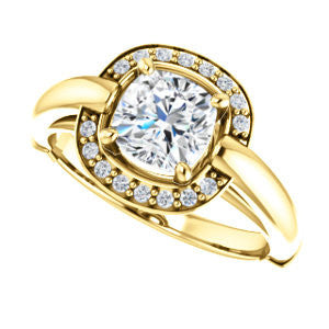 Cubic Zirconia Engagement Ring- The Kady (Customizable Cathedral-set Cushion Cut with Semi-Halo)