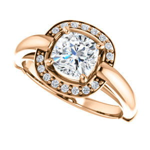 Cubic Zirconia Engagement Ring- The Kady (Customizable Cathedral-set Cushion Cut with Semi-Halo)