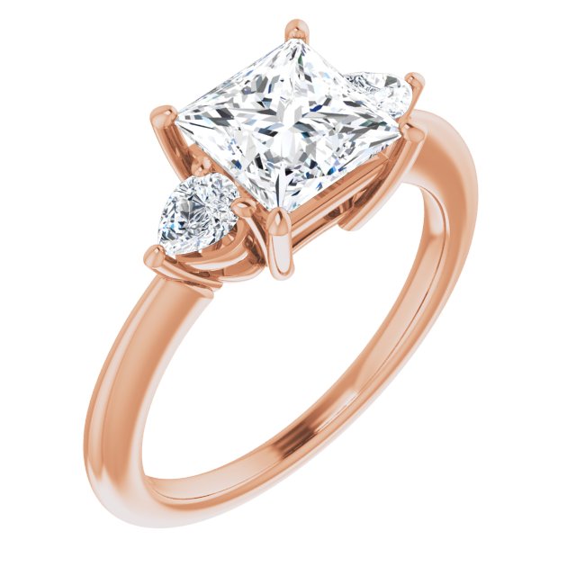 10K Rose Gold Customizable 3-stone Princess/Square Style with Pear Accents