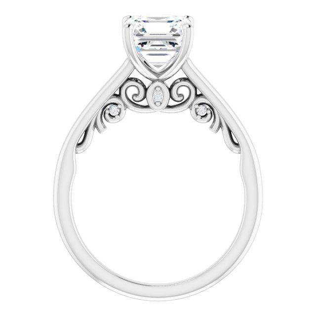 Cubic Zirconia Engagement Ring- The Heilanda (Customizable Cathedral-set Asscher Cut Style featuring Peekaboo Trellis Hidden Stones)