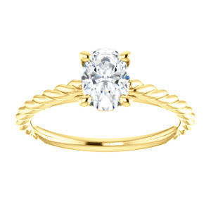 Cubic Zirconia Engagement Ring- The Lolita (Customizable Oval Cut Style with Braided Metal Band and Round Bezel Peekaboo Accents)
