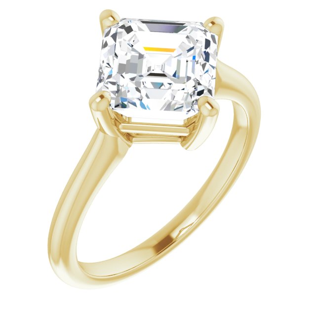 10K Yellow Gold Customizable Asscher Cut Solitaire with Raised Prong Basket