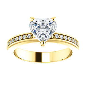 Cubic Zirconia Engagement Ring- The Tesha (Customizable Heart Cut Design with Pavé Band & Euro Shank)