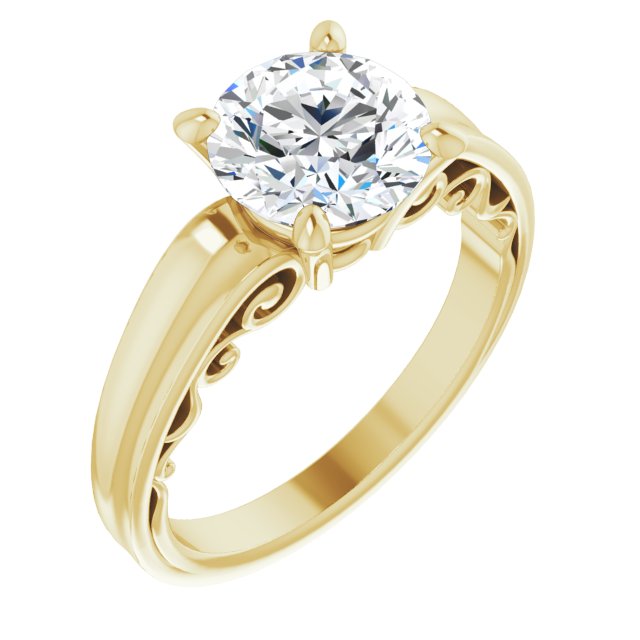 Cubic Zirconia Engagement Ring- The Aliyah Rose (Customizable Round Cut Solitaire)