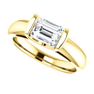 Cubic Zirconia Engagement Ring- The Liza Bella (Customizable Emerald Cut Cathedral Bar-set Solitaire)