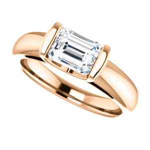 CZ Wedding Set, featuring The Liza Bella engagement ring (Customizable Emerald Cut Cathedral Bar-set Solitaire)