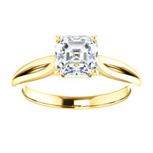 Cubic Zirconia Engagement Ring- The Viola (Customizable Asscher Cut Solitaire with Curving Tapered Split Band)