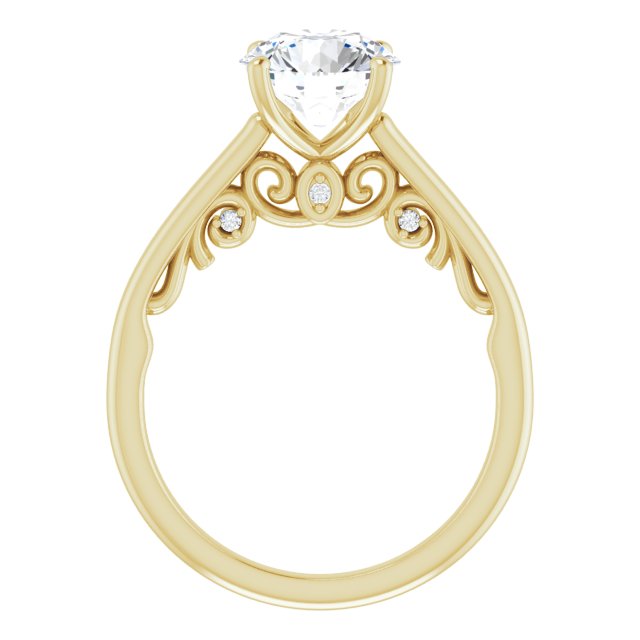 Cubic Zirconia Engagement Ring- The Heilanda (Customizable Cathedral-set Round Cut Style featuring Peekaboo Trellis Hidden Stones)
