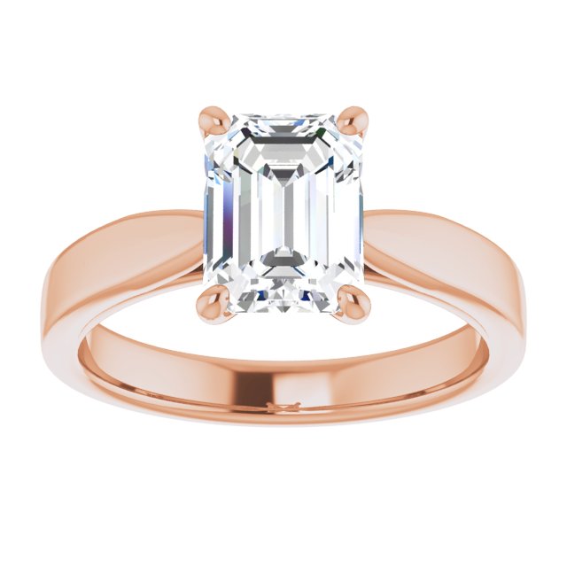 Cubic Zirconia Engagement Ring- The Eden (Customizable Emerald Cut Cathedral Solitaire with Wide Tapered Band)
