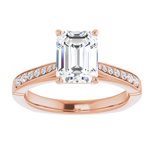 Cubic Zirconia Engagement Ring- The Ella Gabriela (Customizable Radiant Cut Design with Tapered Euro Shank and Graduated Band Accents)
