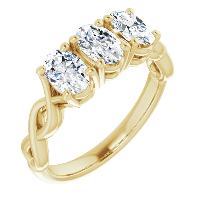 Cubic Zirconia Engagement Ring- The Maria José (Customizable Triple Oval Cut Design with Twisting Infinity Split Band)