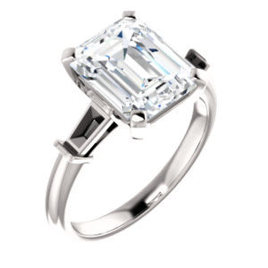 Cubic Zirconia Engagement Ring- The Monica (Customizable Radiant Cut Center with Dual Tapered Baguettes)