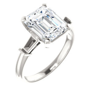 Cubic Zirconia Engagement Ring- The Monica (Customizable Radiant Cut Center with Dual Tapered Baguettes)