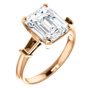 Cubic Zirconia Engagement Ring- The Monica (Customizable Radiant Cut Center with Dual Tapered Baguettes)