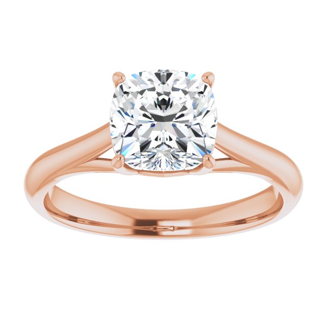 Cubic Zirconia Engagement Ring- The Holly (Customizable Cushion Cut Solitaire with Crosshatched Prong Basket)