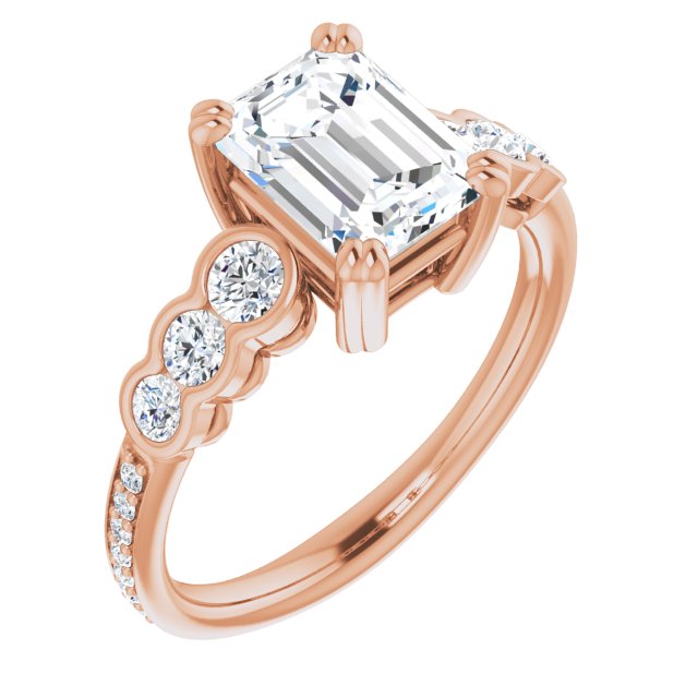 Cubic Zirconia Engagement Ring- The Jeanna (Customizable Radiant Cut 7-stone Style Enhanced with Bezel Accents and Shared Prong Band)