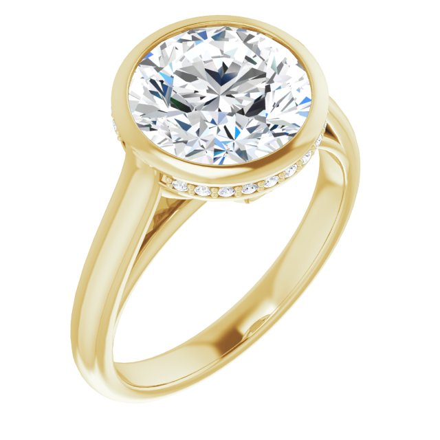10K Yellow Gold Customizable Round Cut Semi-Solitaire with Under-Halo and Peekaboo Cluster