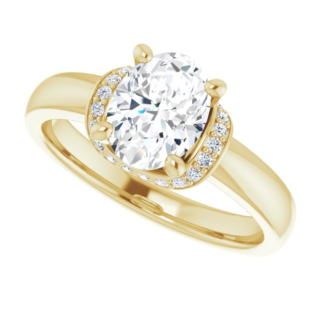 Cubic Zirconia Engagement Ring- The Jennifer Elena (Customizable Oval Cut Style featuring Saddle-shaped Under Halo)