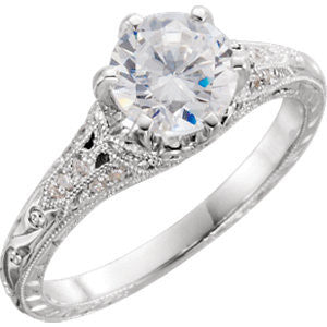Cubic Zirconia Engagement Ring- The ________ Naming Rights 698-03 (Customizable Vintage with Filigree Band)
