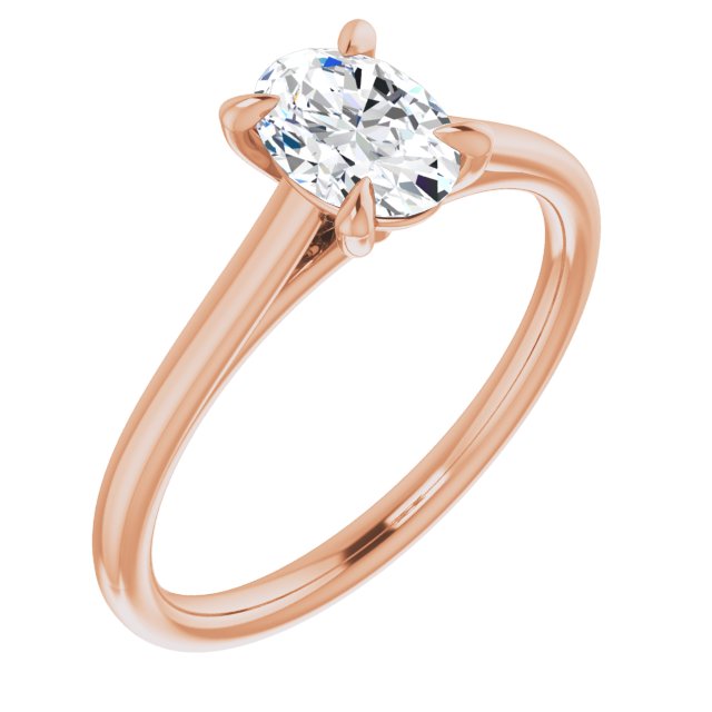 10K Rose Gold Customizable Classic Cathedral Oval Cut Solitaire