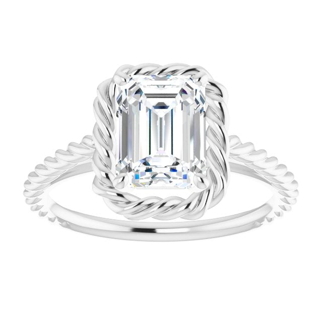 Cubic Zirconia Engagement Ring- The Carrington (Customizable Cathedral-set Radiant Cut Solitaire with Thin Rope-Twist Band)