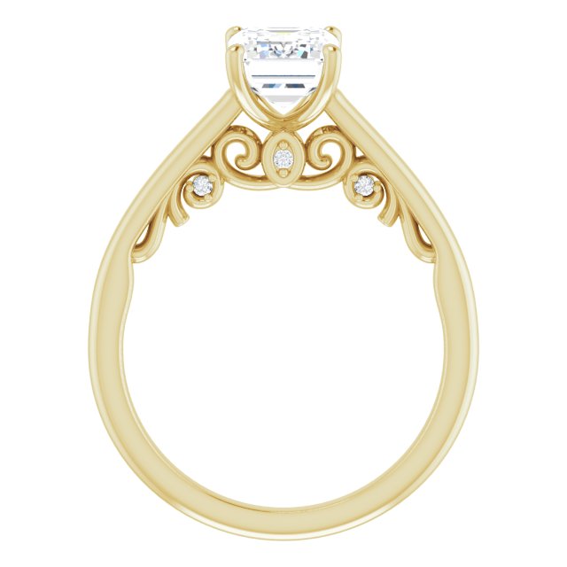 Cubic Zirconia Engagement Ring- The Heilanda (Customizable Cathedral-set Radiant Cut Style featuring Peekaboo Trellis Hidden Stones)