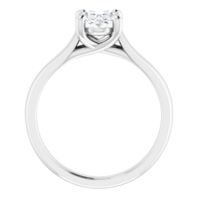 Cubic Zirconia Engagement Ring- The Jewel (Customizable Oval Cut Cathedral-Prong Solitaire with Decorative X Trellis)