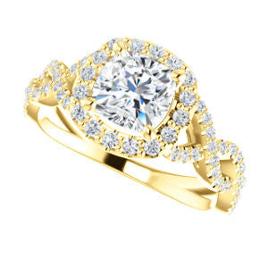 CZ Wedding Set, featuring The Benita engagement ring (Customizable Cushion Cut with Infinity Split-band Pavé and Halo)