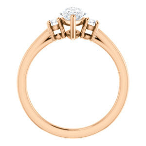 Cubic Zirconia Engagement Ring- The Jacqueline (Customizable Marquise Cut 3-stone with Thin Band and Dual Round Prong Accents)