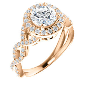 Cubic Zirconia Engagement Ring- The Benita (Customizable Round Cut with Infinity Split-band Pavé and Halo)