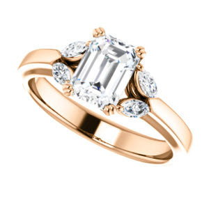 Cubic Zirconia Engagement Ring- The Melitza (Customizable Radiant Cut 5-stone with Marquise Accents)