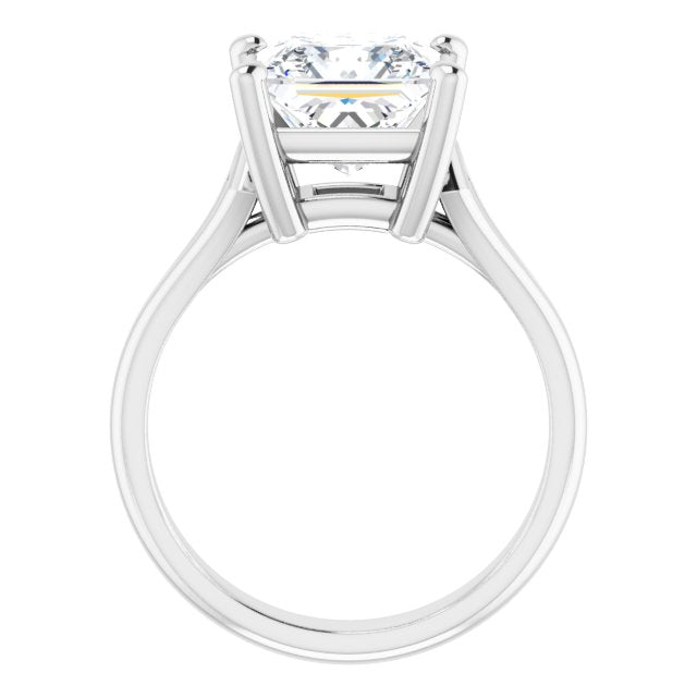 Cubic Zirconia Engagement Ring- The Frankie (Customizable Cathedral-Raised Princess/Square Cut Solitaire with Angular Chevron Split Band)
