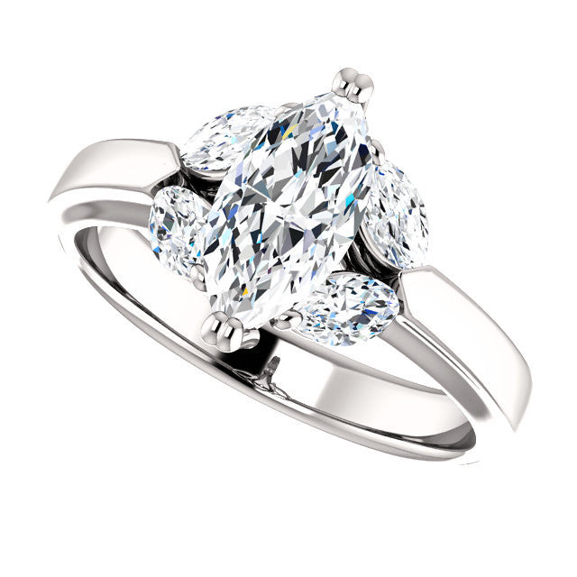 Cubic Zirconia Engagement Ring- The Melitza (Customizable Marquise Cut 5-stone with Marquise Accents)