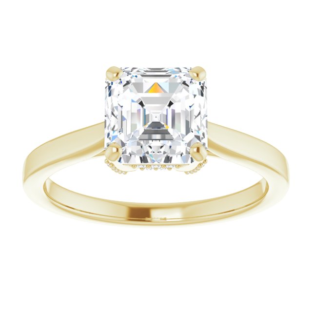 Cubic Zirconia Engagement Ring- The Aimy Jo (Customizable Cathedral-Raised Asscher Cut Style with Prong Accents Enhancement)