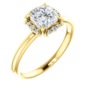 Cubic Zirconia Engagement Ring- The Tiara Rose (Customizable Cushion Cut Design with Thin Band & Semi-Halo)