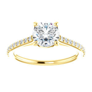 Cubic Zirconia Engagement Ring- The Tanisha (Customizable Cathedral-set Round Cut Design with Thin Pavé Band)