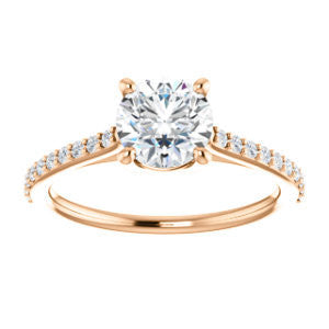 Cubic Zirconia Engagement Ring- The Tanisha (Customizable Cathedral-set Round Cut Design with Thin Pavé Band)