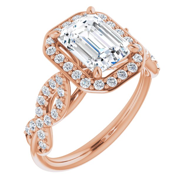 Cubic Zirconia Engagement Ring- The Jakayla (Customizable Cathedral-Halo Radiant Cut Design with Artisan Infinity-inspired Twisting Pavé Band)