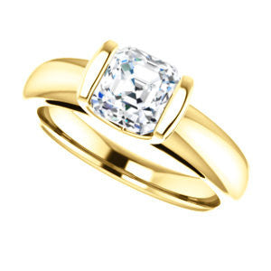 Cubic Zirconia Engagement Ring- The Liza Bella (Customizable Asscher Cut Cathedral Bar-set Solitaire)