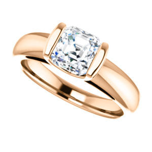 Cubic Zirconia Engagement Ring- The Liza Bella (Customizable Asscher Cut Cathedral Bar-set Solitaire)